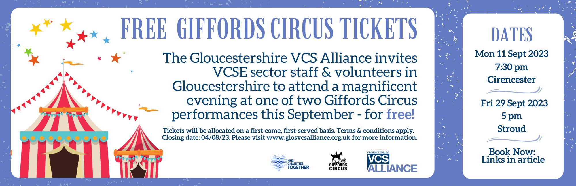 Free Giffords Circus Tickets for VCSE sector in Gloucs Glos VCS Alliance